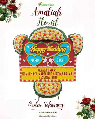 Karangan Papan Bunga Pernikahan di Timbang Deli